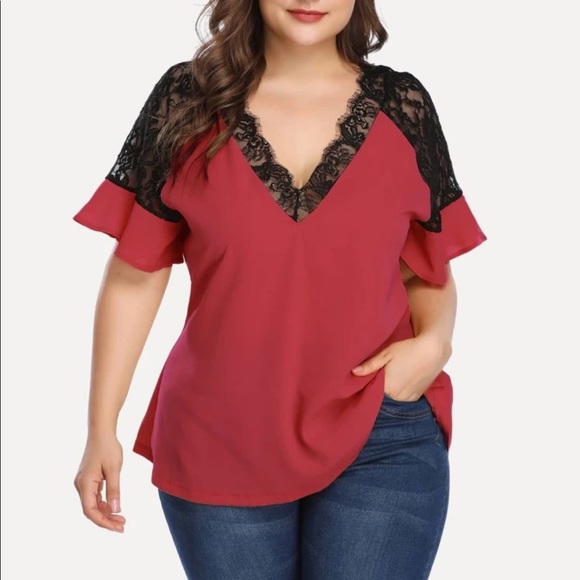 Plus size lace detail blouse - Picture 6 of 7